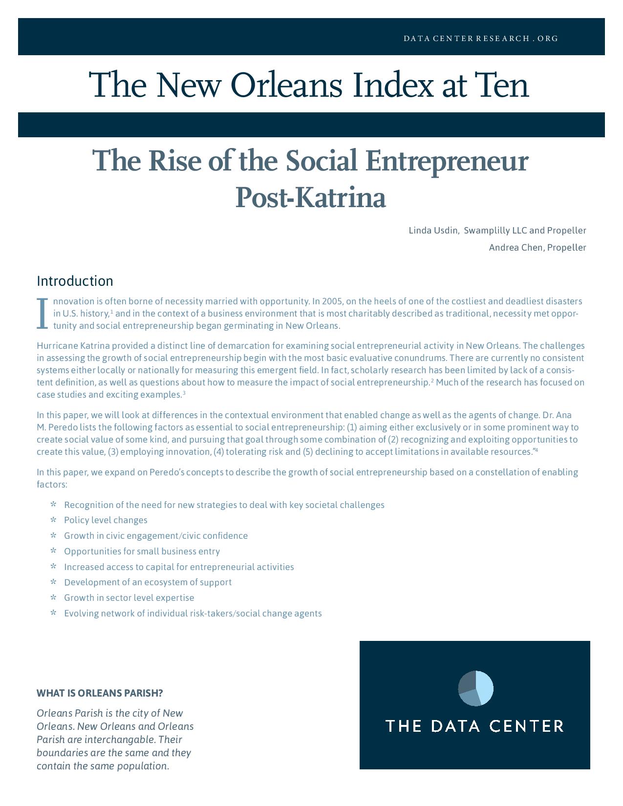 The Rise of the Social Entrepreneur Post-Katrina