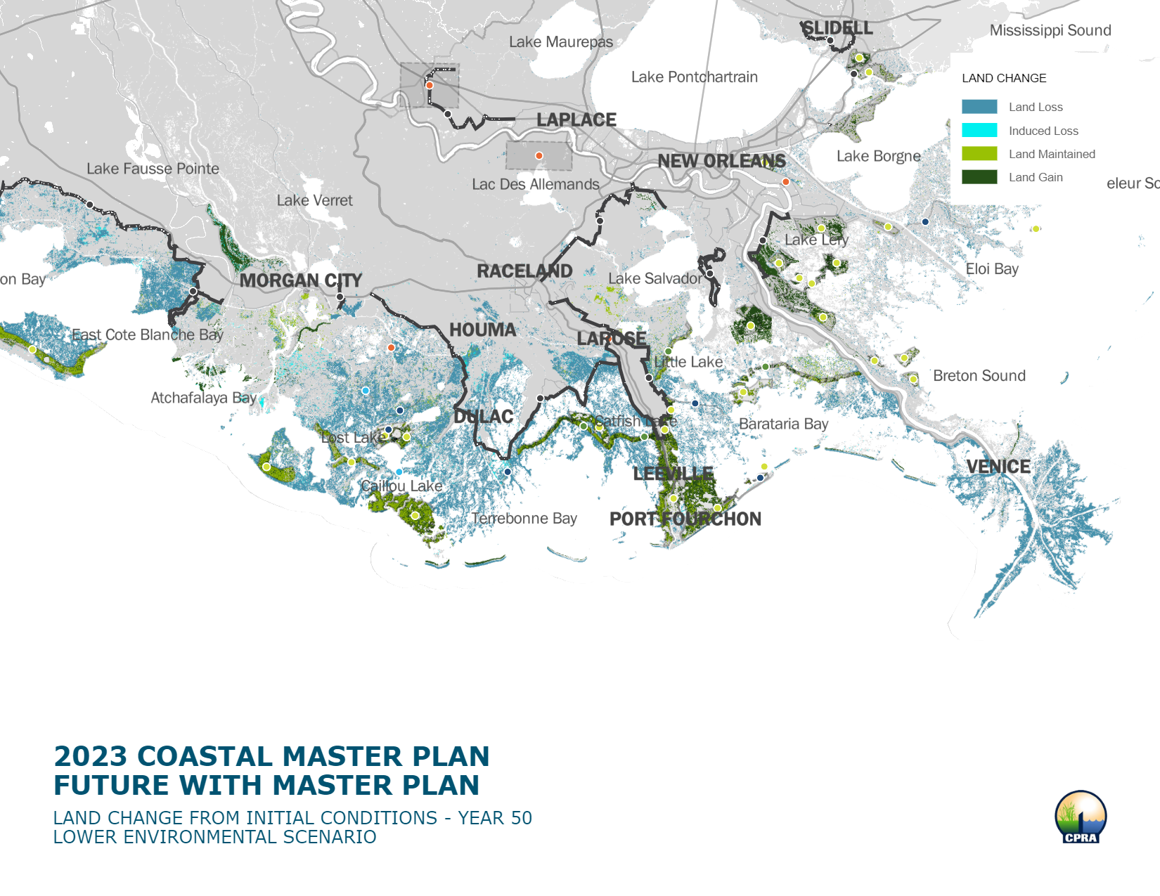 Land Loss with Coastal Master Plan